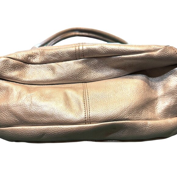 Metallic Silver Hobo Shoulder Bag Genuine Leather With Double Handles Multiple Z - Picture 4 of 6